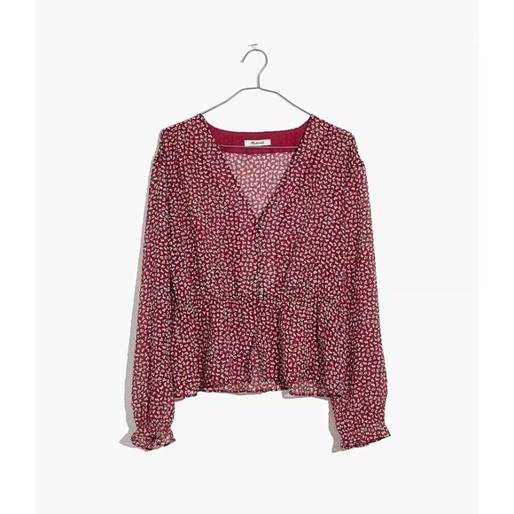 Madewell overture top in ditsy flowers women’s size S red - Picture 1 of 11